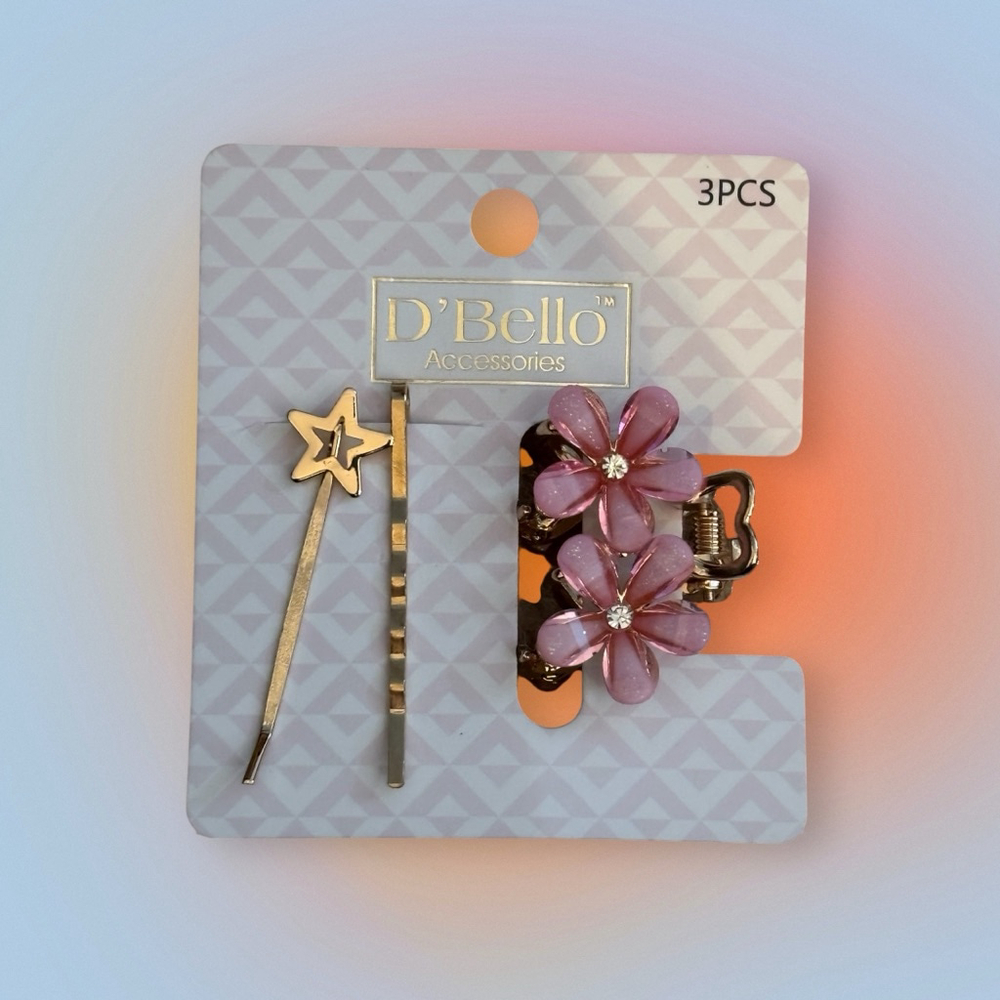 ✨5/$25✨ D'Bello Hair Accessories Gold Pink Hair Clips